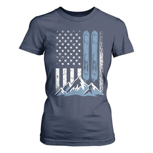 Alpine Skiing Skier T Shirt For Women Vintage American Flag Winter Sport TS11 Navy Print Your Wear