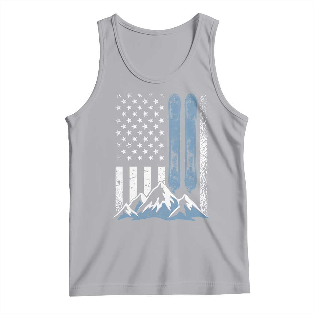 Alpine Skiing Skier Tank Top Vintage American Flag Winter Sport TS11 Athletic Heather Print Your Wear
