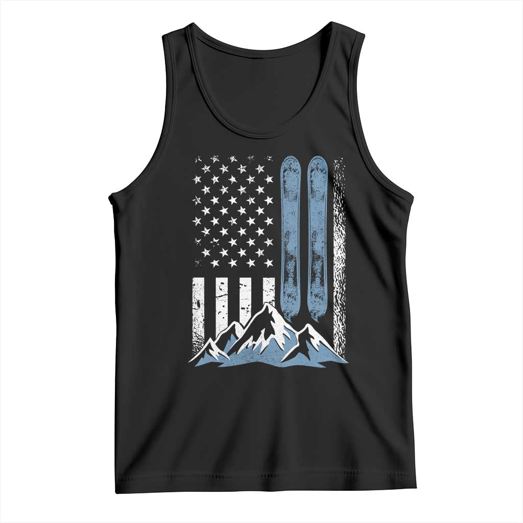 Alpine Skiing Skier Tank Top Vintage American Flag Winter Sport TS11 Black Print Your Wear