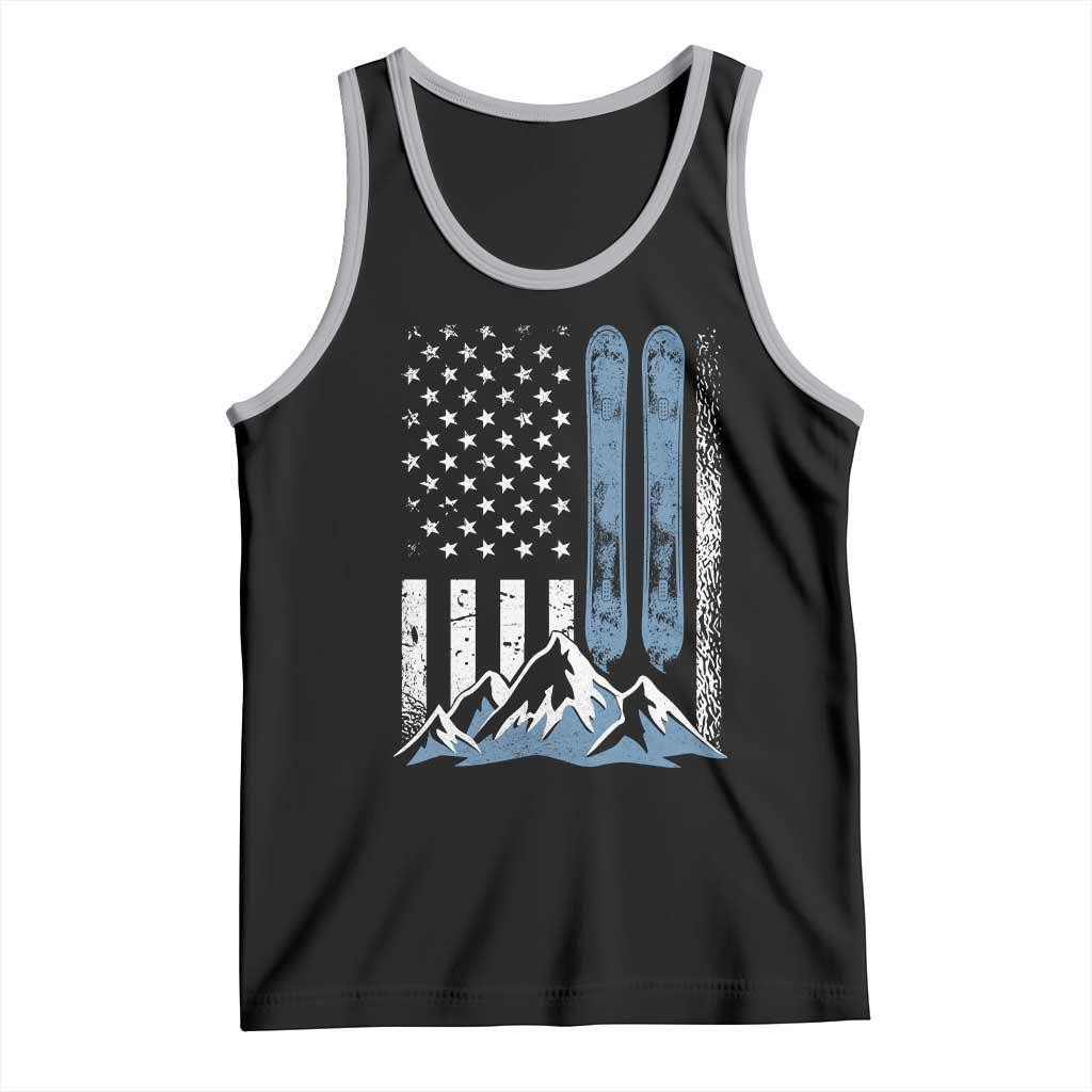 Funny Snowboarding Tank Top Vintage American Flag Snowboard Winter Sport TS11 Black Athletic Heather Print Your Wear