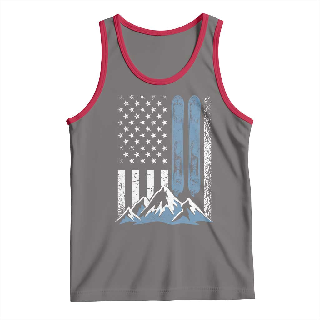 Alpine Skiing Skier Tank Top Vintage American Flag Winter Sport TS11 Deep Heather Red Print Your Wear