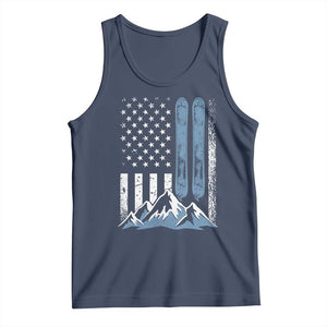 Funny Snowboarding Tank Top Vintage American Flag Snowboard Winter Sport TS11 Navy Print Your Wear