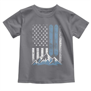 Funny Snowboarding Toddler T Shirt Vintage American Flag Snowboard Winter Sport TS11 Charcoal Print Your Wear