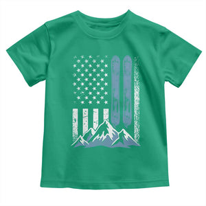 Alpine Skiing Skier Toddler T Shirt Vintage American Flag Winter Sport TS11 Irish Green Print Your Wear