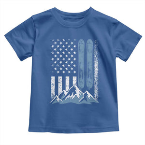 Funny Snowboarding Toddler T Shirt Vintage American Flag Snowboard Winter Sport TS11 Royal Blue Print Your Wear