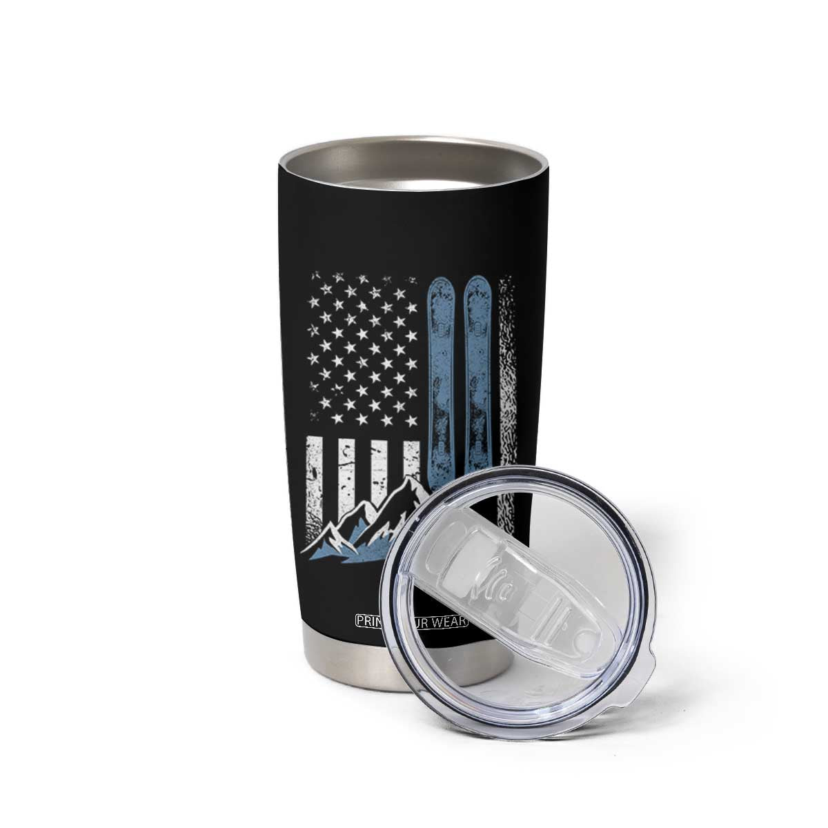 Funny Snowboarding Tumbler Cup Vintage American Flag Snowboard Winter Sport TS11 Print Your Wear