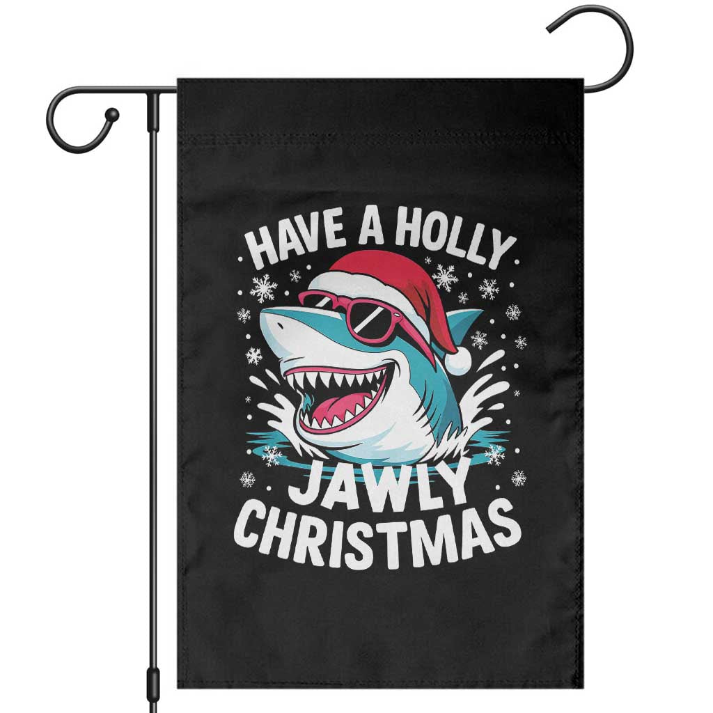 Funny Xmas Shark Garden Flag Have A Holly Jawly Christmas Santa Hat TS11 Black Print Your Wear