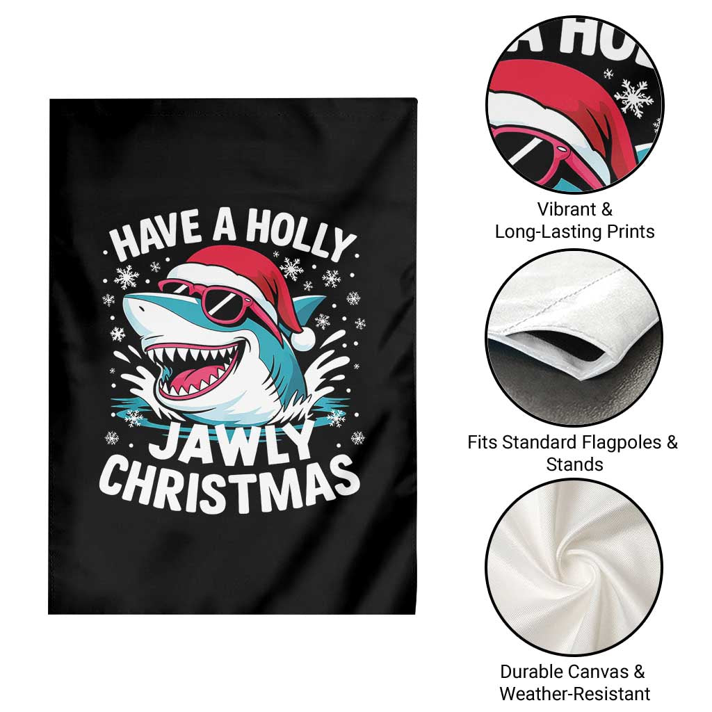 Funny Xmas Shark Garden Flag Have A Holly Jawly Christmas Santa Hat TS11 Print Your Wear