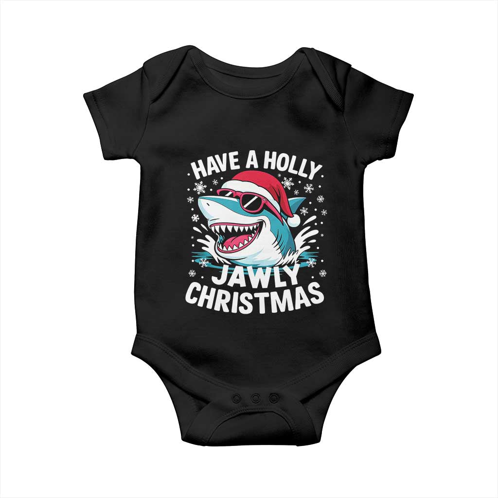 Funny Xmas Shark Baby Onesie Have A Holly Jawly Christmas Santa Hat TS11 Black Print Your Wear