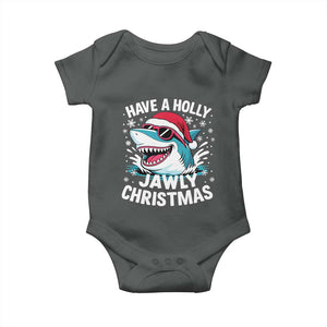Funny Xmas Shark Baby Onesie Have A Holly Jawly Christmas Santa Hat TS11 Dark Heather Print Your Wear