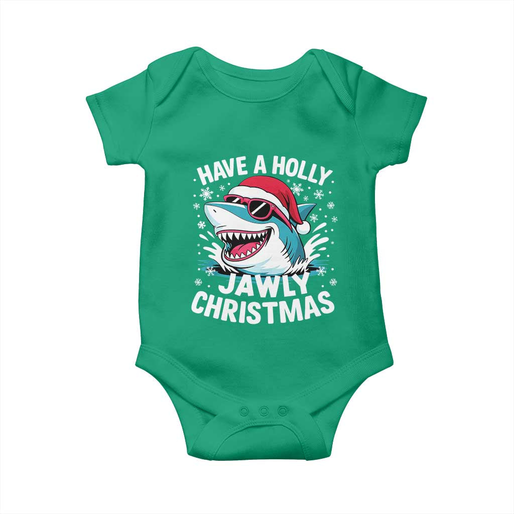 Funny Xmas Shark Baby Onesie Have A Holly Jawly Christmas Santa Hat TS11 Irish Green Print Your Wear