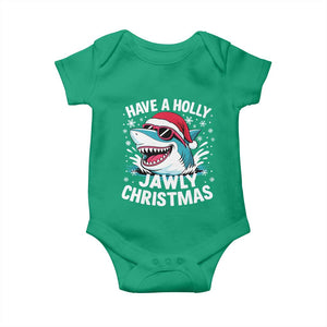 Funny Xmas Shark Baby Onesie Have A Holly Jawly Christmas Santa Hat TS11 Irish Green Print Your Wear