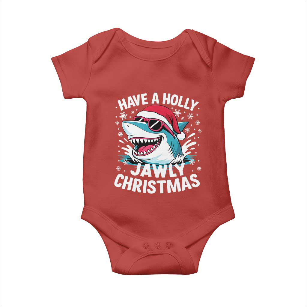 Funny Xmas Shark Baby Onesie Have A Holly Jawly Christmas Santa Hat TS11 Red Print Your Wear