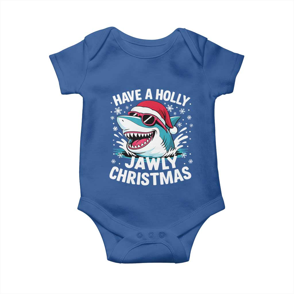 Funny Xmas Shark Baby Onesie Have A Holly Jawly Christmas Santa Hat TS11 Royal Blue Print Your Wear