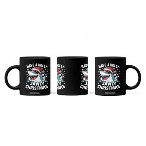 Funny Xmas Shark Coffee Mug Have A Holly Jawly Christmas Santa Hat - Print Your Wear