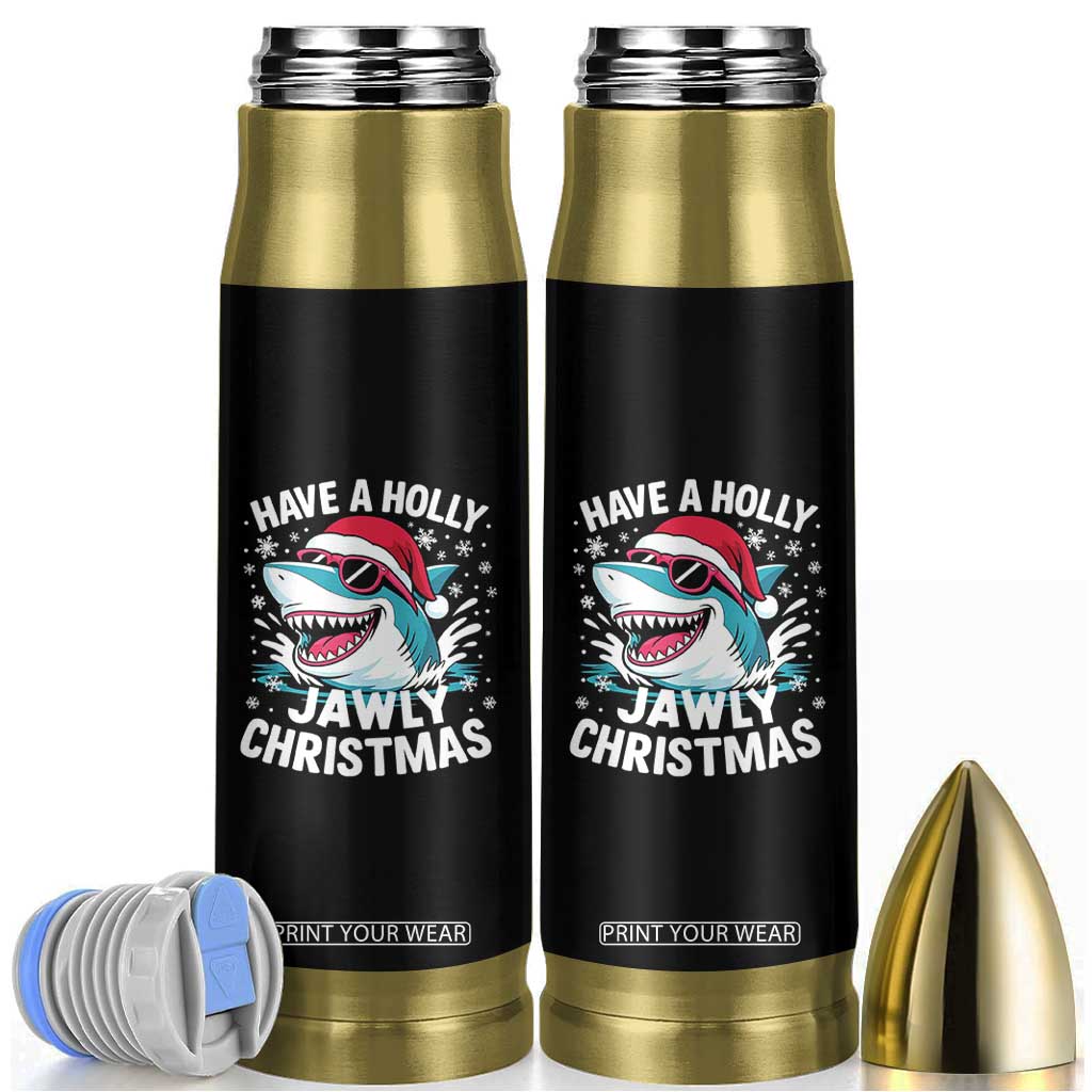 Funny Xmas Shark Bullet Tumbler Have A Holly Jawly Christmas Santa Hat TS11 Black Print Your Wear
