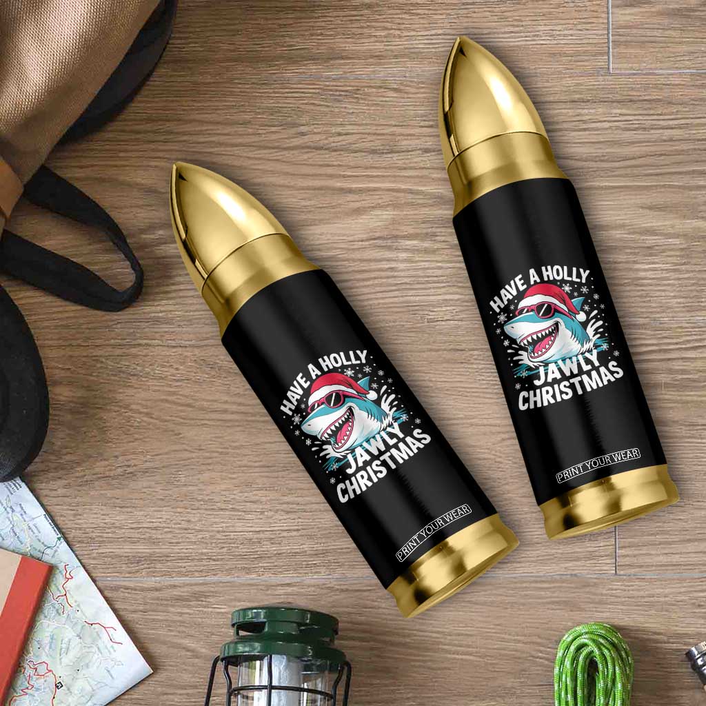 Funny Xmas Shark Bullet Tumbler Have A Holly Jawly Christmas Santa Hat TS11 Print Your Wear