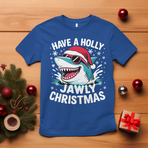 Funny Xmas Shark T Shirt Have A Holly Jawly Christmas Santa Hat TS11 Royal Blue Print Your Wear