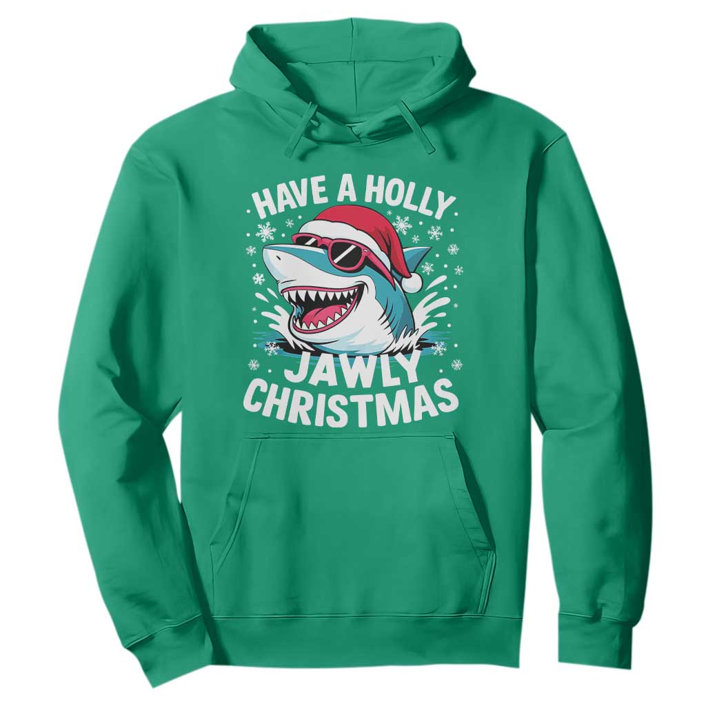 Funny Xmas Shark Hoodie Have A Holly Jawly Christmas Santa Hat TS11 Irish Green Print Your Wear