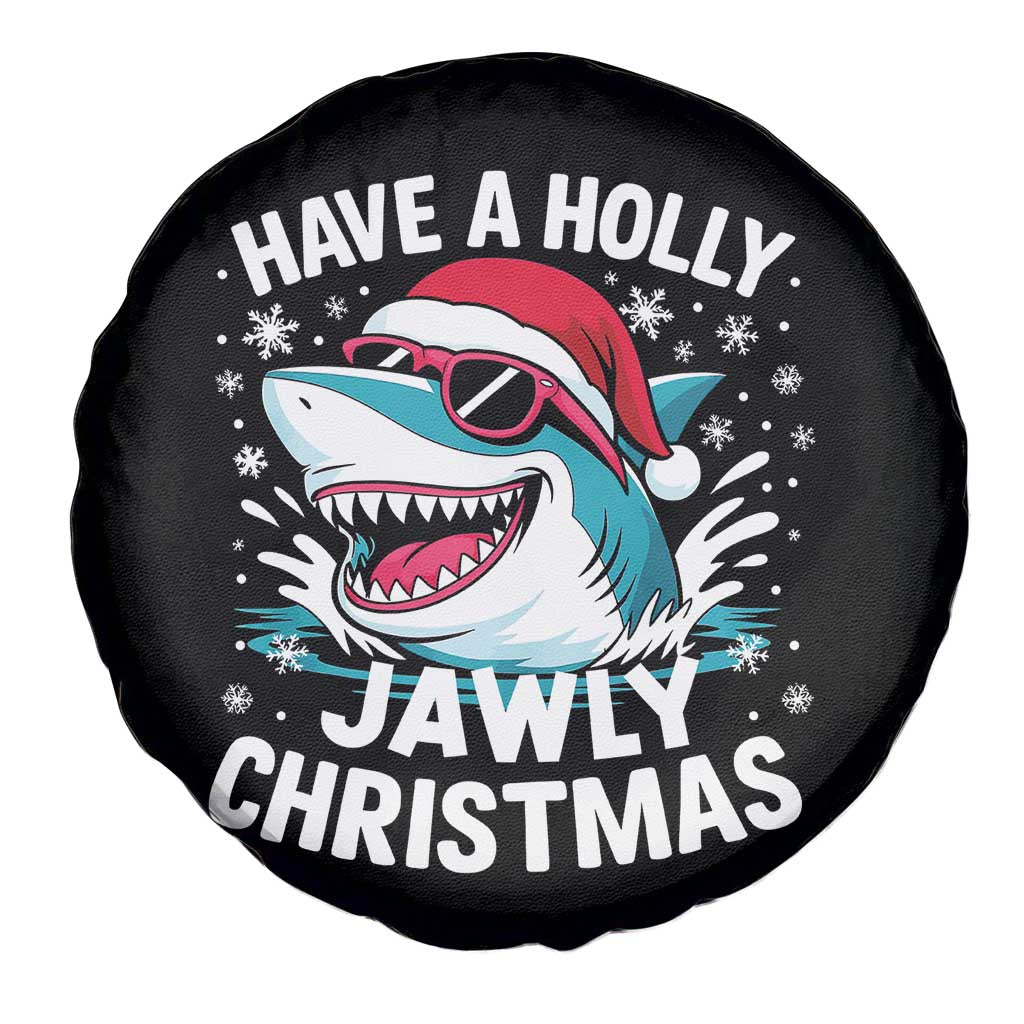 Funny Xmas Shark Spare Tire Cover Have A Holly Jawly Christmas Santa Hat TS11 Print Your Wear