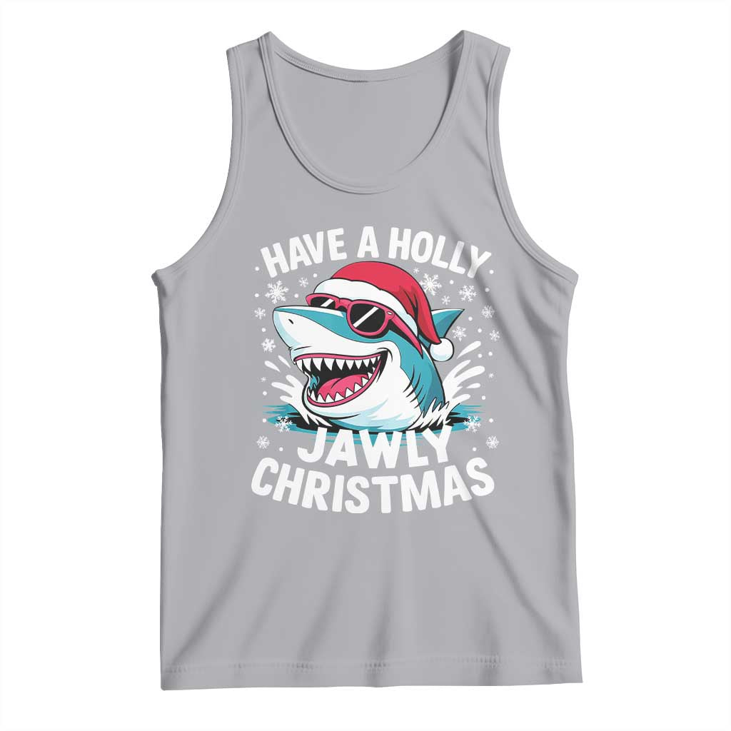 Funny Xmas Shark Tank Top Have A Holly Jawly Christmas Santa Hat TS11 Athletic Heather Print Your Wear