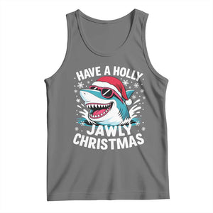 Funny Xmas Shark Tank Top Have A Holly Jawly Christmas Santa Hat TS11 Black Heather Print Your Wear