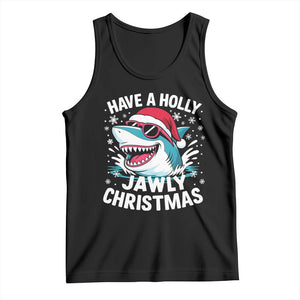 Funny Xmas Shark Tank Top Have A Holly Jawly Christmas Santa Hat TS11 Black Print Your Wear