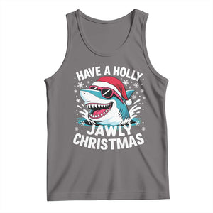 Funny Xmas Shark Tank Top Have A Holly Jawly Christmas Santa Hat TS11 Deep Heather Print Your Wear