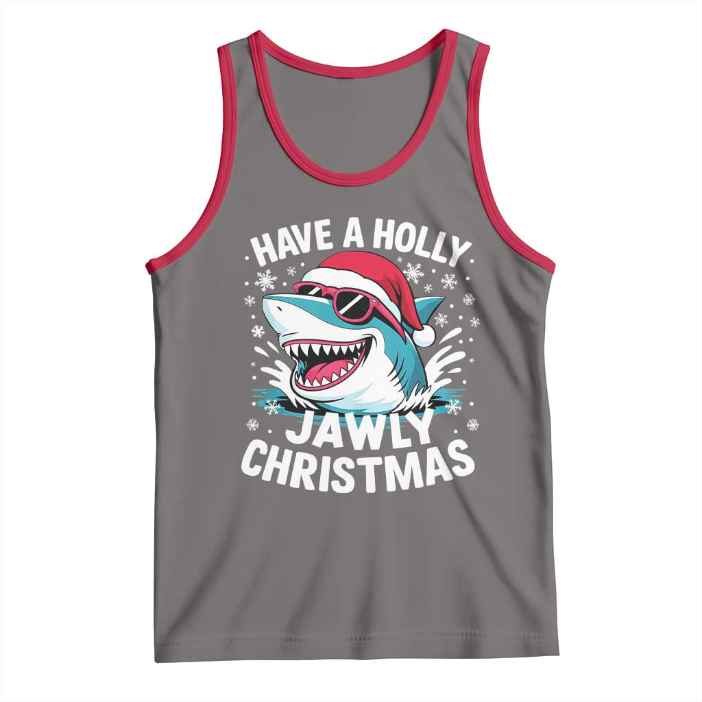 Funny Xmas Shark Tank Top Have A Holly Jawly Christmas Santa Hat TS11 Deep Heather Red Print Your Wear