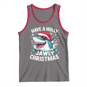Funny Xmas Shark Tank Top Have A Holly Jawly Christmas Santa Hat TS11 Deep Heather Red Print Your Wear