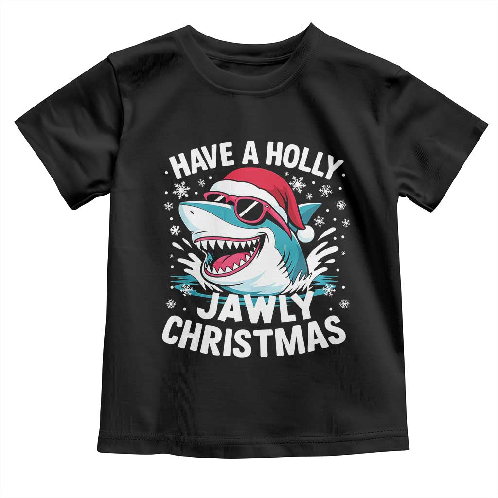 Funny Xmas Shark Toddler T Shirt Have A Holly Jawly Christmas Santa Hat TS11 Black Print Your Wear