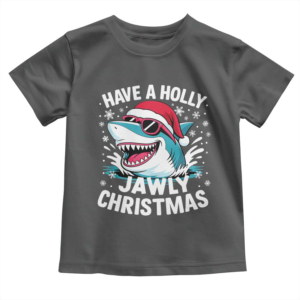 Funny Xmas Shark Toddler T Shirt Have A Holly Jawly Christmas Santa Hat TS11 Dark Heather Print Your Wear