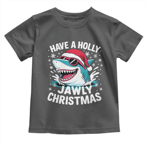 Funny Xmas Shark Toddler T Shirt Have A Holly Jawly Christmas Santa Hat TS11 Dark Heather Print Your Wear