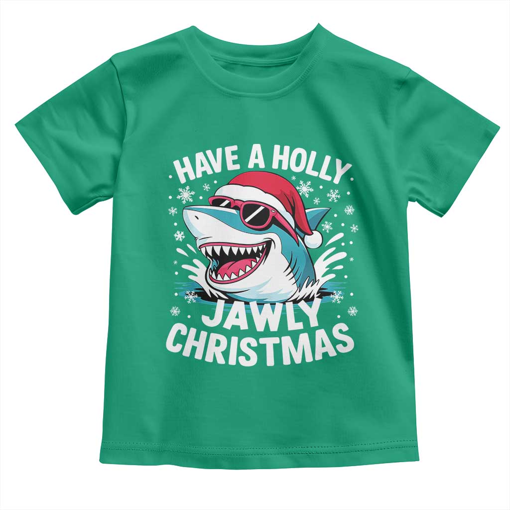 Funny Xmas Shark Toddler T Shirt Have A Holly Jawly Christmas Santa Hat TS11 Irish Green Print Your Wear