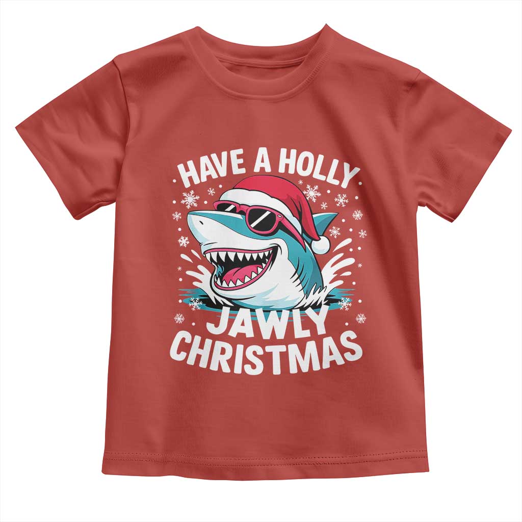 Funny Xmas Shark Toddler T Shirt Have A Holly Jawly Christmas Santa Hat TS11 Red Print Your Wear
