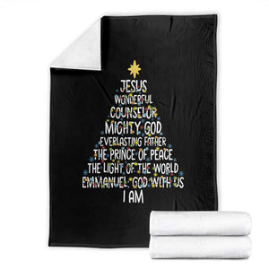 Christian Christmas Throw Blanket Jesus Wonderful Counselor Mighty God Xmas Tree TS11 Black Print Your Wear