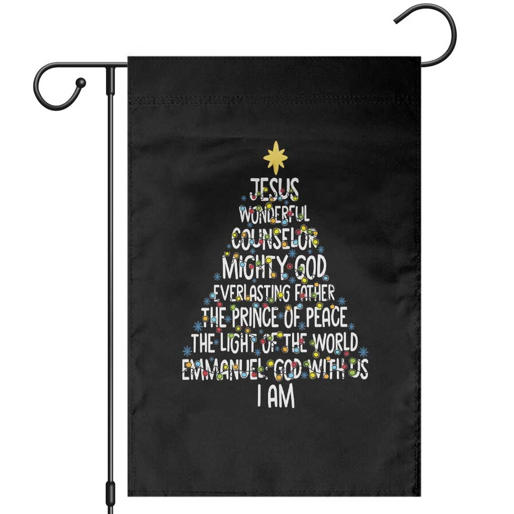 Christian Christmas Garden Flag Jesus Wonderful Counselor Mighty God Xmas Tree TS11 Black Print Your Wear