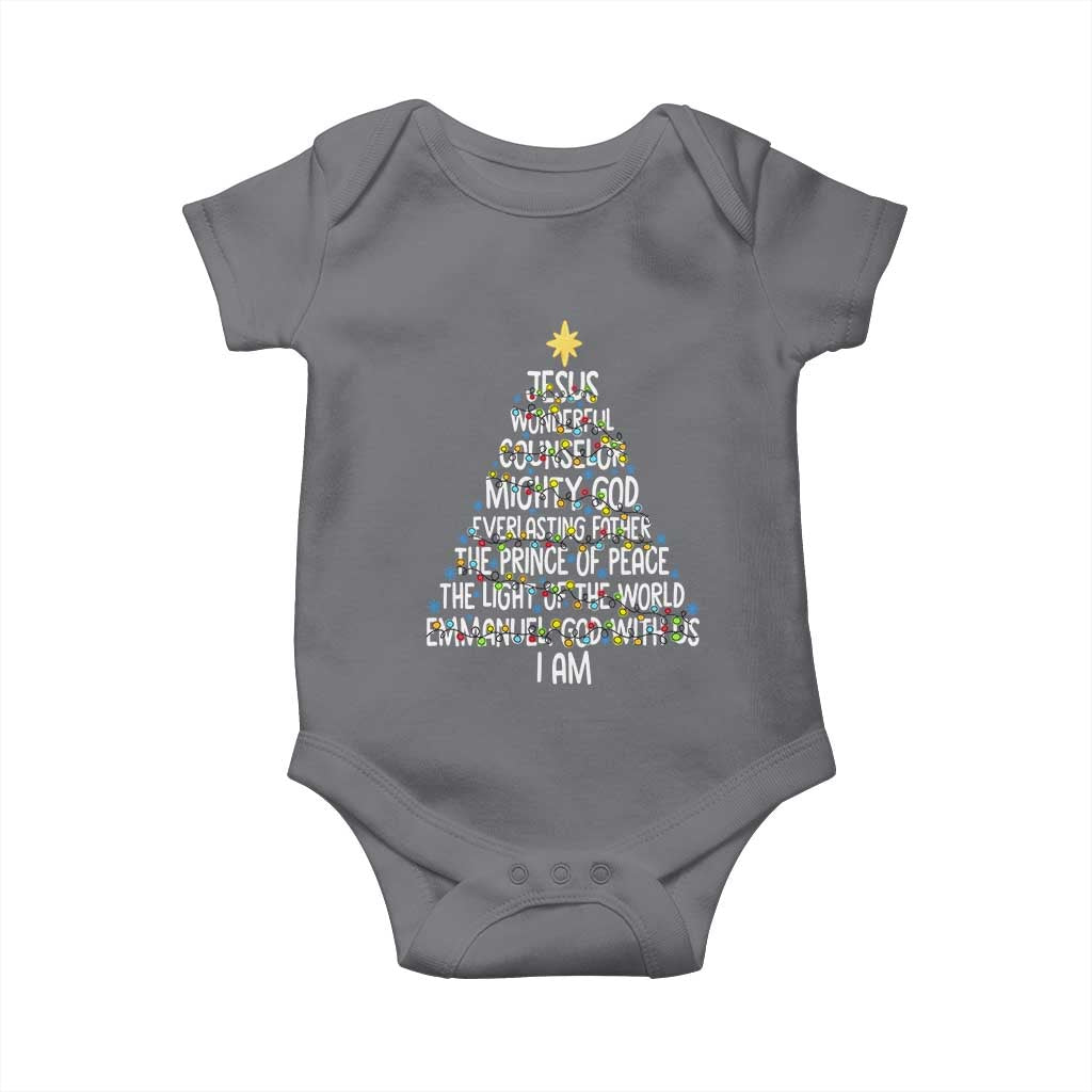 Christian Christmas Baby Onesie Jesus Wonderful Counselor Mighty God Xmas Tree TS11 Charcoal Print Your Wear