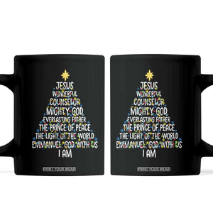 Christian Christmas Coffee Mug Jesus Wonderful Counselor Mighty God Xmas Tree TS11 Black Print Your Wear