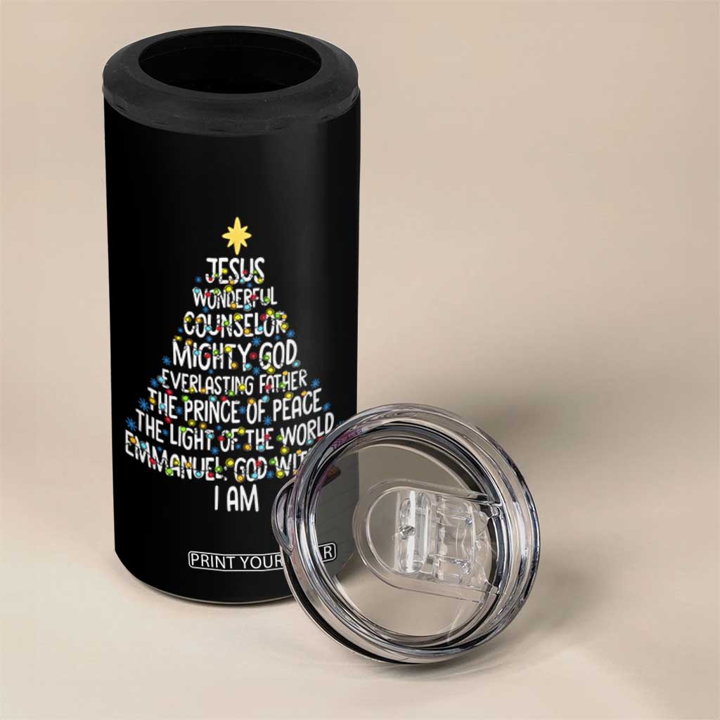 Christian Christmas 4 in 1 Can Cooler Tumbler Jesus Wonderful Counselor Mighty God Xmas Tree TS11 Print Your Wear