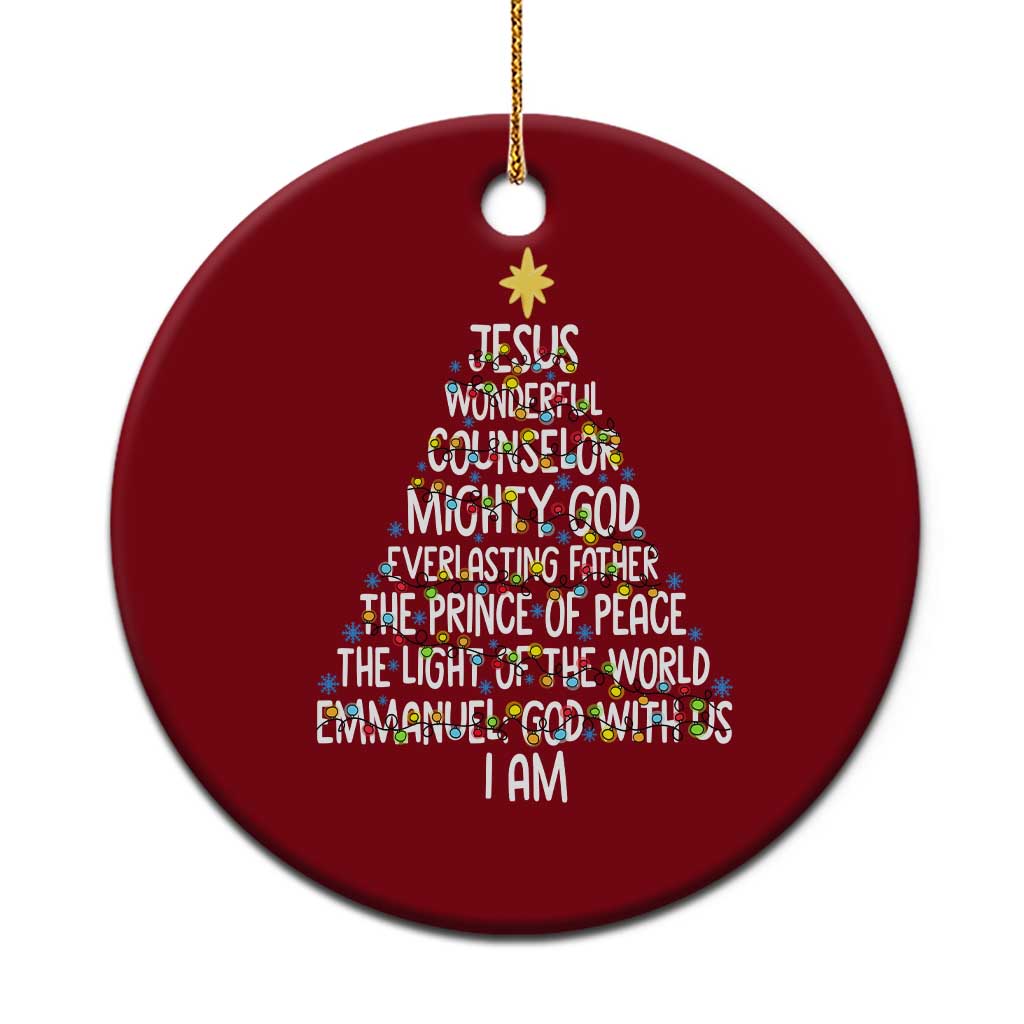 Christian Christmas Ceramic Ornament Jesus Wonderful Counselor Mighty God Xmas Tree TS11 1pc Red Print Your Wear