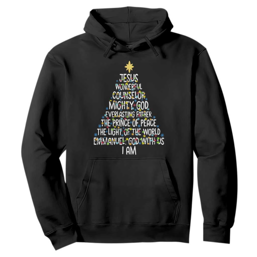 Christian Christmas Hoodie Jesus Wonderful Counselor Mighty God Xmas Tree TS11 Black Print Your Wear
