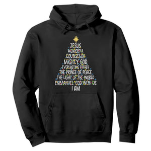 Christian Christmas Hoodie Jesus Wonderful Counselor Mighty God Xmas Tree TS11 Black Print Your Wear