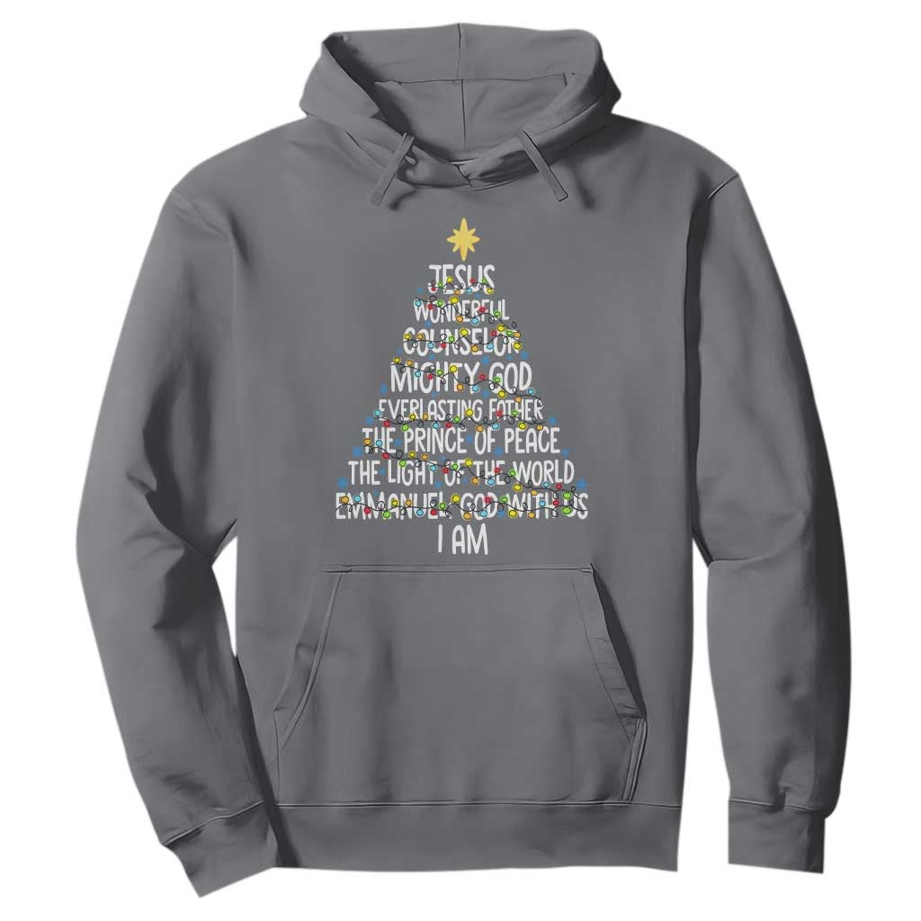 Christian Christmas Hoodie Jesus Wonderful Counselor Mighty God Xmas Tree TS11 Charcoal Print Your Wear