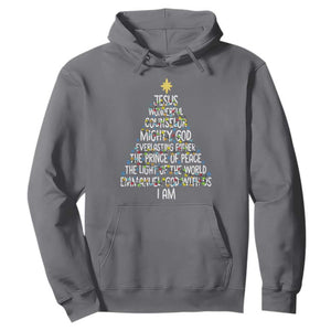 Christian Christmas Hoodie Jesus Wonderful Counselor Mighty God Xmas Tree TS11 Charcoal Print Your Wear