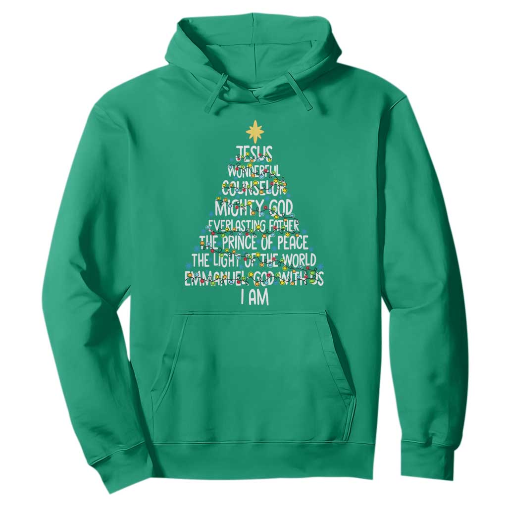 Christian Christmas Hoodie Jesus Wonderful Counselor Mighty God Xmas Tree TS11 Irish Green Print Your Wear