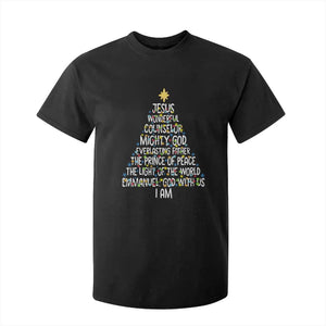 Christian Christmas T Shirt For Kid Jesus Wonderful Counselor Mighty God Xmas Tree TS11 Black Print Your Wear