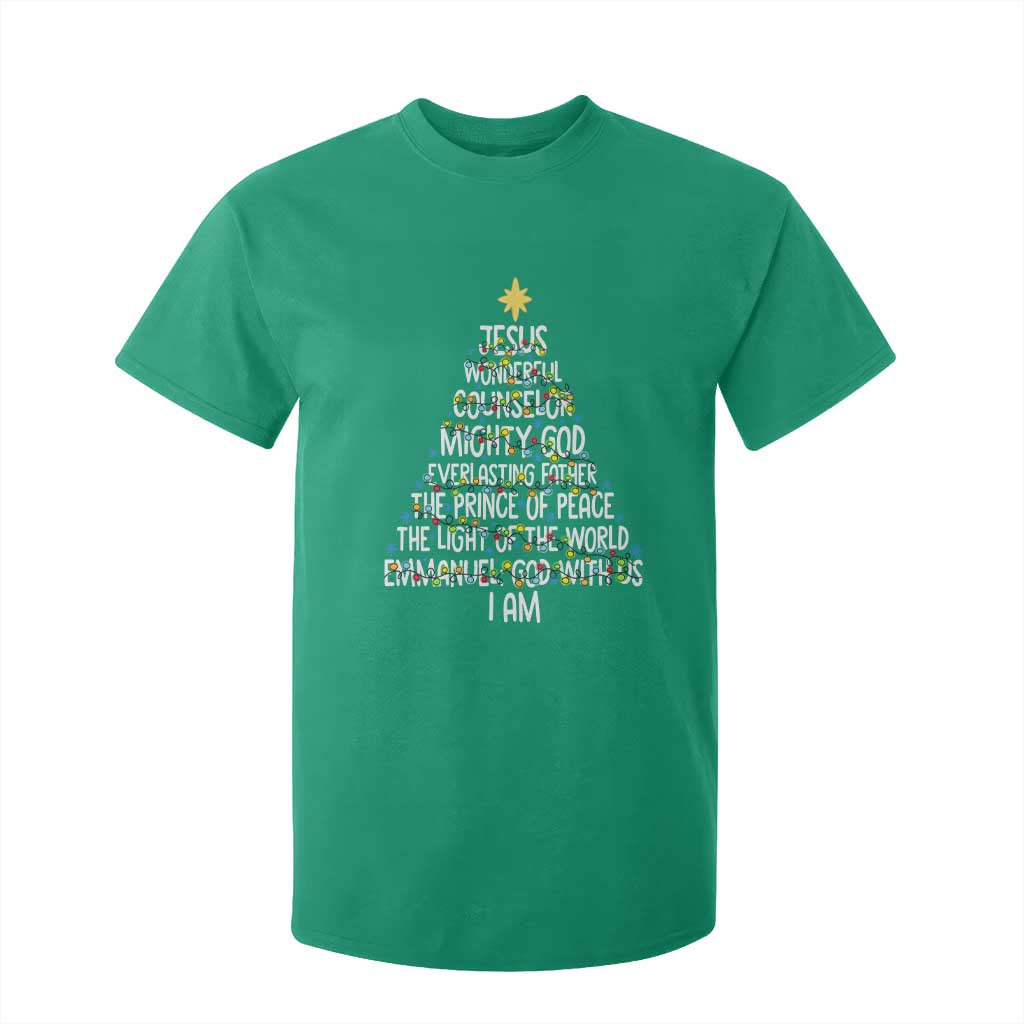 Christian Christmas T Shirt For Kid Jesus Wonderful Counselor Mighty God Xmas Tree TS11 Irish Green Print Your Wear
