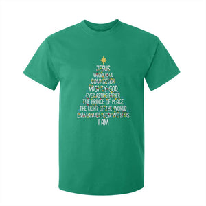 Christian Christmas T Shirt For Kid Jesus Wonderful Counselor Mighty God Xmas Tree TS11 Irish Green Print Your Wear