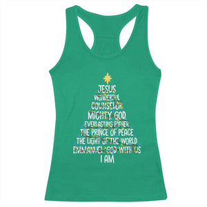 Christian Christmas Racerback Tank Top Jesus Wonderful Counselor Mighty God Xmas Tree TS11 Irish Green Print Your Wear